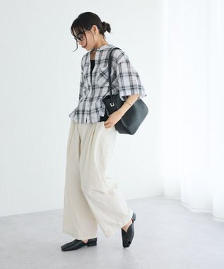 CRAFT STANDARD BOUTIQUE バックギャザーポンチョシャツ Check Ivory