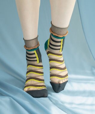 COQ WAVE ECHO シアーボーダーソックス