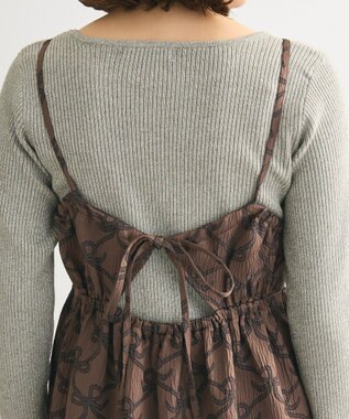 Green Parks ・ＳＵＧＡＲＳＰＯＯＮリボンジャカードキャミワンピ Brown