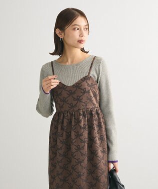 Green Parks ・ＳＵＧＡＲＳＰＯＯＮリボンジャカードキャミワンピ Brown
