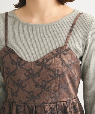 Green Parks ・ＳＵＧＡＲＳＰＯＯＮリボンジャカードキャミワンピ Brown