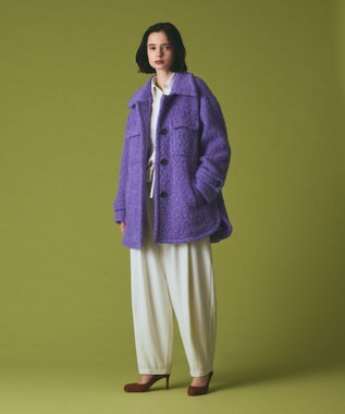 GRACE CONTINENTAL リングウールショートコート パープル