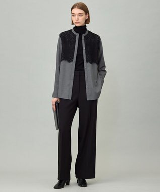 ICB 【洗える】 パウダリーチュール ハイネックトップス ブラック系