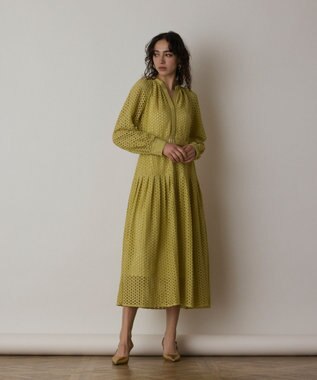 GRACE CONTINENTAL メッシュレースカフタンワンピース イエロー