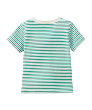 MIKI HOUSE HOT BISCUITS 【70-120cm】 みじんボーダー ワンポイント刺繍 半袖Tシャツ グリーン