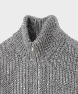 GRACE CONTINENTAL スパンコールニットブルゾン グレー