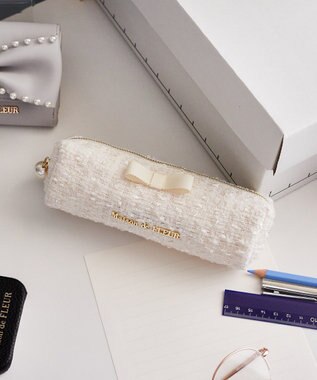 Maison de FLEUR ツイードグログランリボンロングポーチ Off White