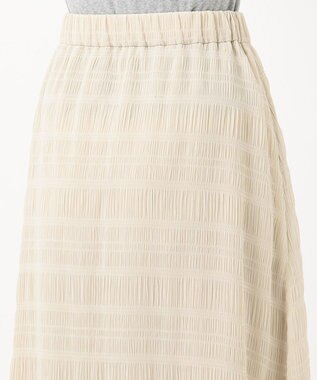 J.PRESS LADIES 【洗える】シャーリングシャドーボーダー スカート アイボリー系