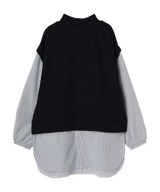 Green Parks ニットソードッキングチュニック Stripe