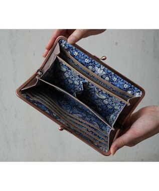 genten アンティーコ×LIBERTY 口金長財布 サンドピンク