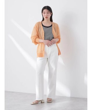 earth music&ecology ファンシーラメＶネックカーディガン Pink Orange