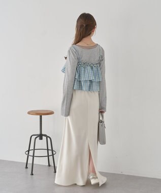 earth music&ecology 【予約】アソートチェックティアードビスチェ チェックサックス