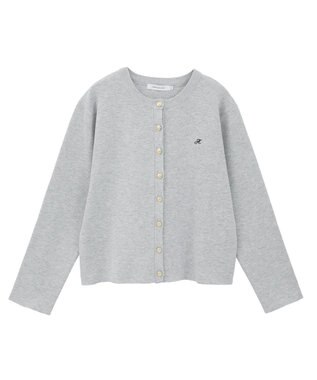 AMERICAN HOLIC ワンポイントロゴクルーカーディガン Gray Mixture