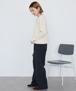 AMERICAN HOLIC ワンポイントロゴクルーカーディガン Ivory