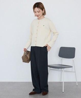 AMERICAN HOLIC ワンポイントロゴクルーカーディガン Ivory