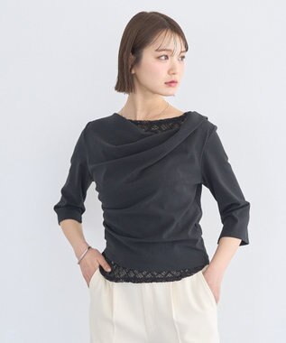 earth music&ecology レースレイヤードドレーププルオーバー Black