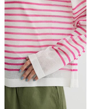 Green Parks シアーボーダーニットプルオーバー Pink