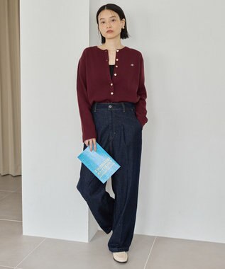 AMERICAN HOLIC ワンポイントロゴクルーカーディガン Bordeaux