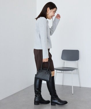 AMERICAN HOLIC ワンポイントロゴクルーカーディガン Gray Mixture