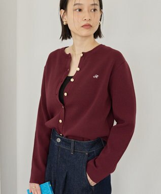 AMERICAN HOLIC ワンポイントロゴクルーカーディガン Bordeaux