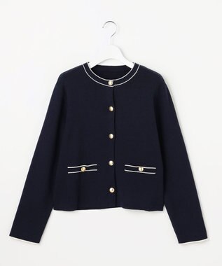 ANY SIS L CICA加工 ニット ジャケット ネイビー