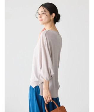 AMERICAN HOLIC 接触冷感トライアングルスリーブニットプルオーバー Gray Beige