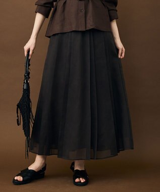 自由区 オーガンジープリーツ スカート ブラウン