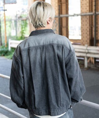 WEGO 【ユニセックス着用ITEM/MLサイズ展開】ヴィンテージライクBIGデニムジャケット デニムブラックソノタ