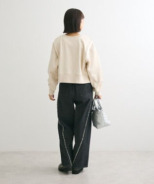 Green Parks サテンボンディングＺｉｐカーディガン Ecru