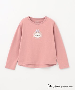 ANY KIDS 【しろたん×any FAM】しろたんサガラ刺繍長袖Tシャツ ピンク