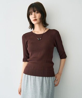 YECCA VECCA 5分袖リブニット Brown