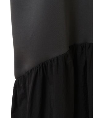 Green Parks ａ．異素材切り替えバルーンワンピース Charcoal Gray