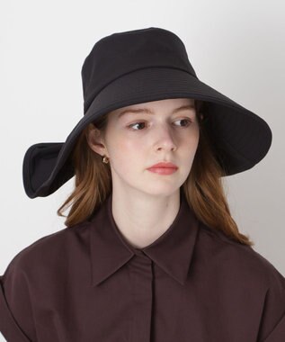 MOONBAT 【遮光100％/遮熱/UVカット】PAUL&JOE ACCESSOIRES(ポール&ジョー）後ろ垂れ 広つばハット 帽子 サイズ調整可能 手洗い可能