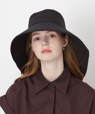 MOONBAT 【遮光100％/遮熱/UVカット】PAUL&JOE ACCESSOIRES(ポール&ジョー）後ろ垂れ 広つばハット 帽子 サイズ調整可能 手洗い可能 ブラック