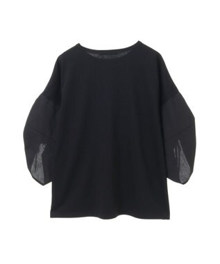 Green Parks ・ＥＬＥＮＣＡＲＥ　ＤＵＥ　ギャザースリーブＴＥＥ Black