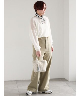 Te chichi 【WEB限定カラーあり】ペーパータッチヤーン2wayメッシュニット オフホワイト