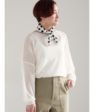 Te chichi 【WEB限定カラーあり】ペーパータッチヤーン2wayメッシュニット オフホワイト