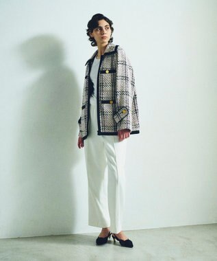 GRACE CONTINENTAL ツイードフーディーコート ラベンダー