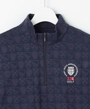 23区GOLF 【WOMEN】ハーフジッププルオーバー 着回しやすく長く愛用できる 総柄ながらもシック ネイビー系