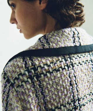 GRACE CONTINENTAL ツイードフーディーコート ラベンダー