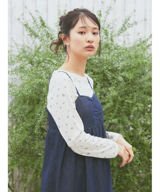 earth music&ecology デニムバックレースアップワンピース Indigo