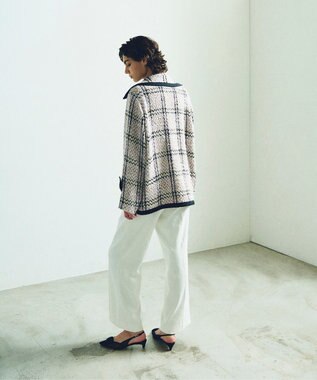 GRACE CONTINENTAL ツイードフーディーコート ラベンダー