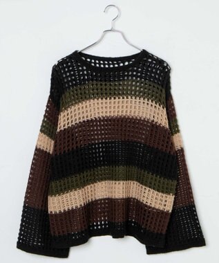 WEGO ビッグメッシュニットプルオーバー グリーン