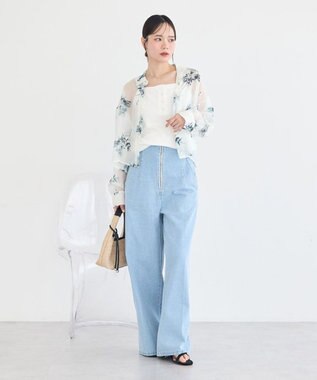 earth music&ecology 【WEB限定】シアーショートシャツ Flower