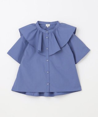 組曲 KIDS 【150-160㎝】パピヨンラッフル ブラウス ダスティブルー系