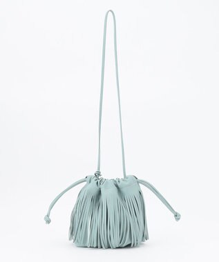 23区 【CLASSY.6月号掲載】MARCO MASI レザーフリンジ ミニ巾着 バッグ スカイブルー系