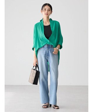 AMERICAN HOLIC 接触冷感５分袖変形ドルマンシアーシャツ Green