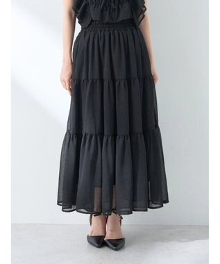 earth music&ecology フロッキードットシアーティアードスカート Black