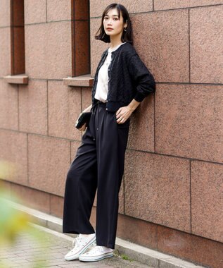 ANY SIS S レーシー ニット ブルゾン ブラック