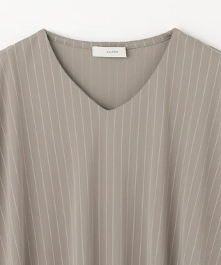 ANY カシュクールTシャツ ベージュストライプ